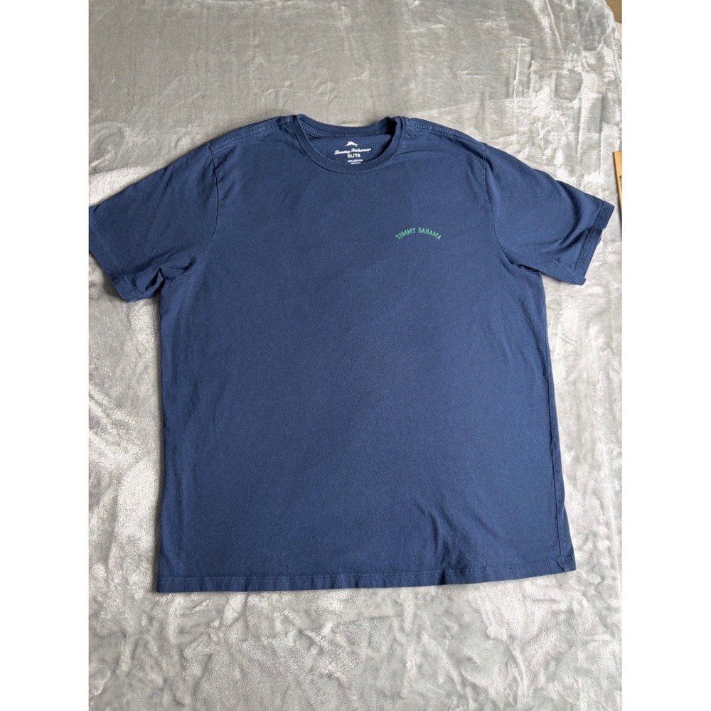 Tommy Bahama Tail Back Lobster Football T-Shirt Men's XL Blue Cotton Used